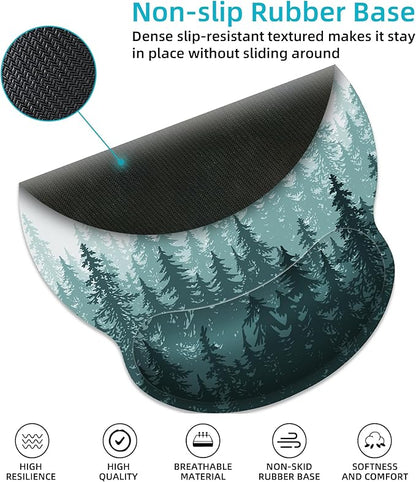 Ergonomic Mouse Pad with Wrist Support,Green Forest Mouse Pad with Wrist Rest,Relieve Wrist Pain Mousepad Non-Slip Rubber Base,Mouse Pads for Desk,Computers,Laptop,Office,Gaming,Home,Accessories