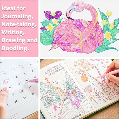 Lelix 30 Colors Felt Tip Pens, Medium Point Pastel Colored Pens, Felt Tip Markers Pens For Journaling, Writing, Note Taking, Planner Coloring, Perfect for Art Office and School Supplies