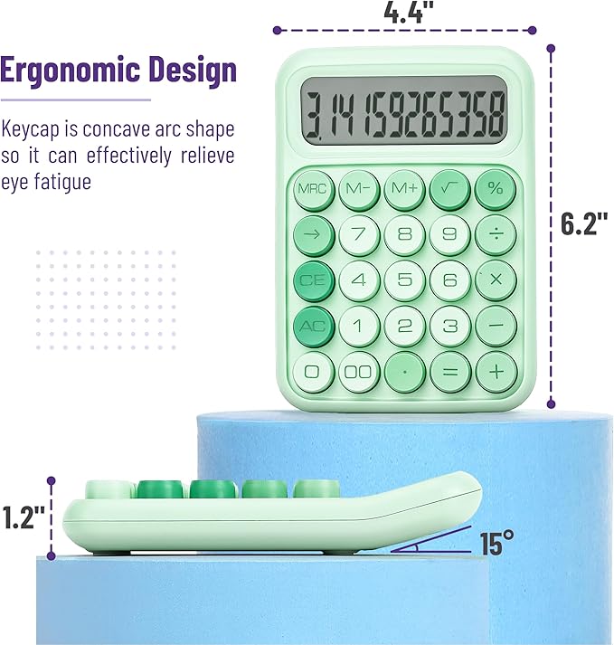 Mr. Pen- Mechanical Switch Calculator, 12 Digits, Large LCD Display, Green Calculator Big Buttons, Mechanical Calculator, Calculators Desktop Calculator, Cute Calculator, Aesthetic Calculator
