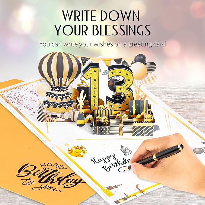 13th Birthday Card for Girl Boy, Funny Pop Up Happy 13th Birthday Cards for Son Daughter, Jumbo 13th Birthday Decorations for 13 Year Old Boys Girls Funny Birthday Gifts, Review of 2012, Black Gold