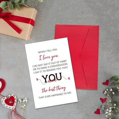 Ogeby Valentines Day & Anniversary Card for Couples, Romantic Greeting Card with Red Envelope, I Love You Card for Husband Wife, Boyfriend Girlfriend