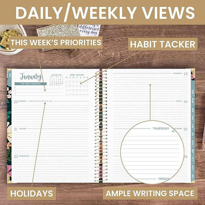 bloom daily planners HARDCOVER 2025 (8.5" x 11") Calendar Year Day Planner (January 2025 - December 2025) - Passion/Goal Organizer - Monthly & Weekly Inspirational Agenda Book - Blooming Wildly