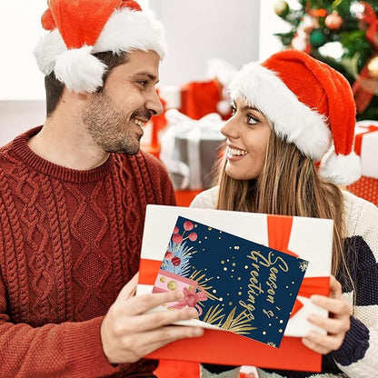 Christmas Cards Assortment, 24 Holiday Cards with Red Envelopes, Greeting and New Years Cards with 6 Designs for Christmas, Holiday, New Year Gift (4x6 Inch)