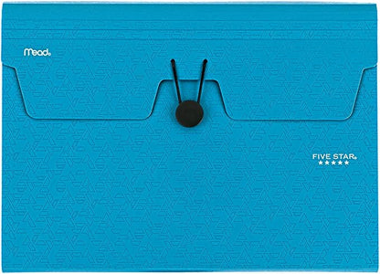 Five Star Expanding File Organizer, 6-Pocket Accordian File Organizer, Bungee Closure, Holds 11" x 8-1/2", Tidewater Blue (350100C-ECM)