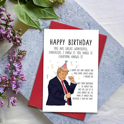 Funny Trump Birthday Card, Birthday Gifts for Women Men, Sarcastic Donald Trump Birthday Card for Her Him, Humor Trump Bday Card for Friends Family