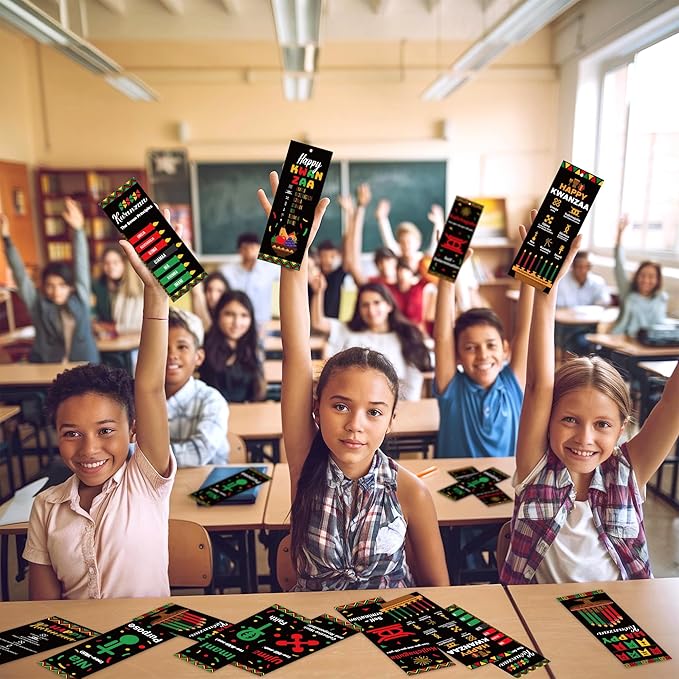 Haooryx Happy Kwanzaa Bookmarks - 120Pcs African Traditional Heritage Kwanzaa Festival Bookmark Kwanzaa Book Marks for Home Kwanzaa Holiday Party Celebrates Decoration Classroom Inspirational Supplies