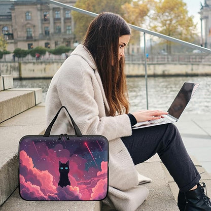 Universal Tablet Laptop Sleeve Case 10 inch, Pink Sky Cat Slim Carrying Case Durable Handbag Travel Laptop Bag for 7 to 10-inch Laptops/Notebook/Kids Tablet/ipad/eBook Readers