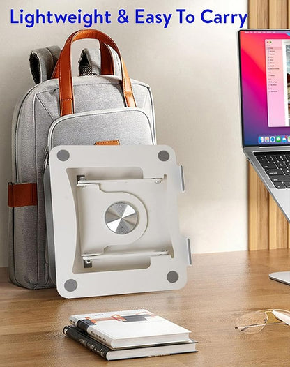 Swivel Laptop Stand for Desk, Adjustable Laptop Stand for Desk w/ 360° Rotation, Raise Tilt Cools Laptop with This Ergonomic Laptop Stand Riser, Collapsible iPad Computer Laptop Stand (White)