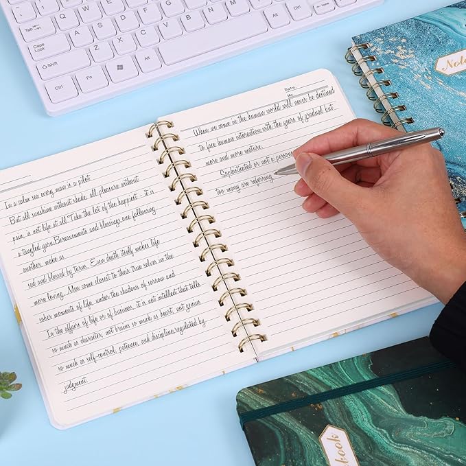 LABUK 3 Pack A5 Aesthetic Spiral Notebooks, Hardcover, College Ruled, 5.6 x 8.4 Inches 160 Pages, Suitable for Office and School Supplies