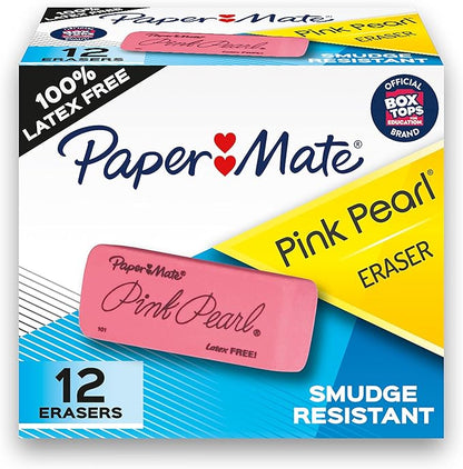 Paper Mate Erasers | Pink Pearl Large Erasers, 12 Count