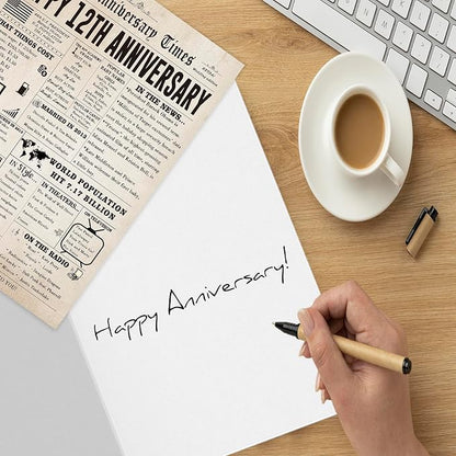 Funny 12th Wedding Anniversary Card for Husband Wife, Big 12 Year Anniversary Card Gifts for Men Women, Silk Anniversary Card Gifts for Him Her