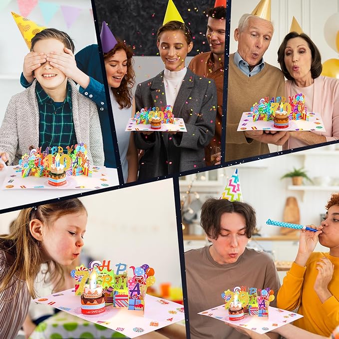 Gumry 15TH Musical Birthday PopUp Card, Blowable Colorful Light Candle 3D Cards with Song, Applause Cheers Sound, Greeting Cards Birthday Gifts Decorations for Girls Boys Turning 15 Years Old