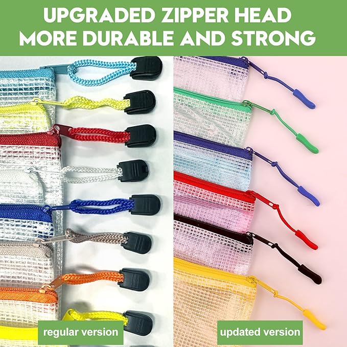 24pcs Mesh Zipper Pouch Bags - A4 Zipper Bags for Classroom Organization, Board Game & Puzzle Storage