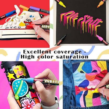 SFAIH Acrylic Creative Markers Set of 60 With 14 Metallics, Organizer, 3mm Medium Tips - Holiday Paint Markers, Gift for Kids and Adults - Art Supplies