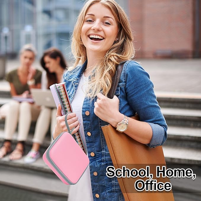 HBCX Mini Printer Case,Hard Protective Box,Portable High-capacity Travel Carrying Case,Suitable for Thermal Inkless Sticker Photo Printer,Label Marker,Instant Print Camera(Only Pink Case)