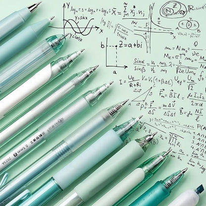 Four Candies 12Pack Pastel Gel Ink Pen Set, 11 Pack Black Ink Pens with 1Pack Highlighter for Writing, Retractable 0.5mm Fine Point Cute Note Taking Pens for School Office (Green)