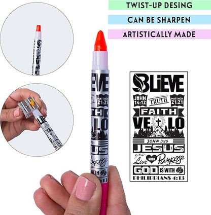 BLIEVE - Bible Journaling Kit With Gel Highlighters And Pens No Bleed, Scripture Markers and Pencils Supplies, Stencils Planner Set For Coloring Journal Art Illustrated By Faith Christian Gifts 24pcs