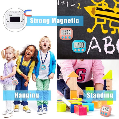 Classroom Timers for Teachers Kids Large Magnetic Digital Timer 12 Pack-Blue Pink