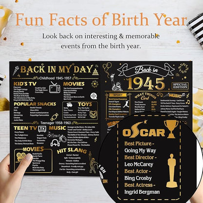 80th Birthday Card for Men Women, Funny 3D Pop Up 80th Birthday Gifts for Grandma Mom Dad, Back In 1945 Happy 80 Year Old Birthday Decorations Cards for Her Him