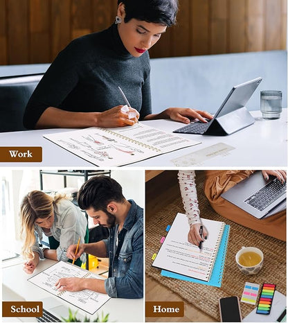 Blank Spiral Notebook Journal 8.5” x 11”, A4 Large Sketch Book for Women Men, 100 GSM Blank Paper Drawing Notebook, Plastic Hardcover Spiral Bound Sketchbook for Sketching Work School Writing, Black