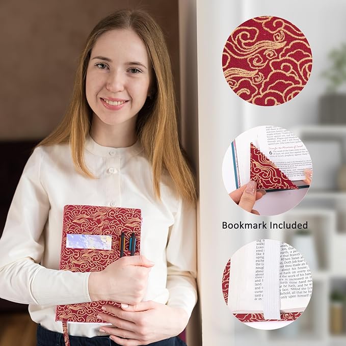 Book Covers with Corner Bookmark - Fabric Dust Jackets for Books - Book Protector for Book Lovers - Book Covers for for Paperbacks,Hardcover,Bibles - Soft Cover Book Sleeve for AA Books