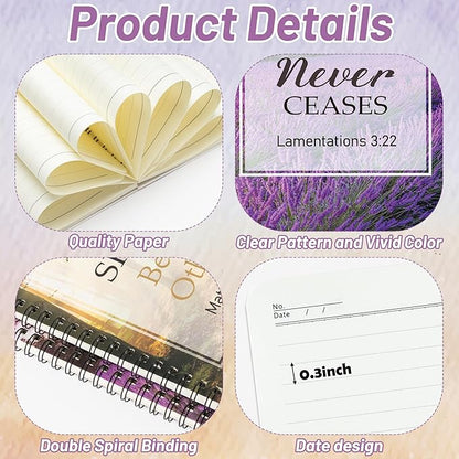 2Pack A5 Natural Scenery Religious Spiral Notebooks - Bible Verses Notebooks, Ruled Hardbound Lined Journal, Writing Notebooks, Inspirational Christian Christmas Gift, Sunday School Supplies