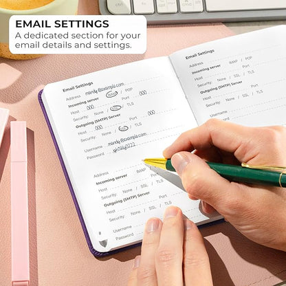 Clever Fox Password Book with Alphabetical tabs. Internet Address Organizer Logbook. Small Pocket Password Keeper for Website Logins (Purple)