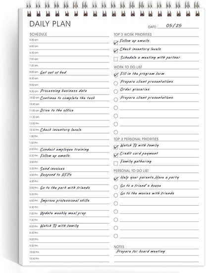 Hourly Schedule Planner To Do List Notepad Daily Planner 52 Double-Sided Sheets Notebook, 6.5" x 9.8",17 Hours for Organizing Work & Personal Life