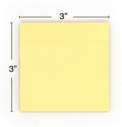 Sticky Notes 3" x 3 inch - (12 Pads) 600 Sheets - Yellow Stick On Note. Self Stick It Notes. Strong Sticking Square Stickies. Small Square Removable Memo Pad to Post in Office, Home, School - Emraw