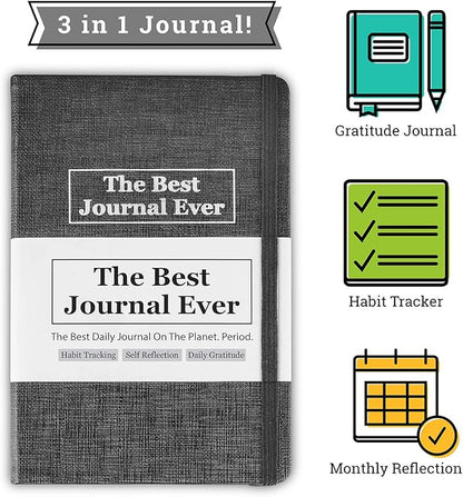 Daily Positivity Journal For Happiness, Wellness, Mindfulness & Self Care - Inspirational Journals To Write In, Writing Prompt Journal & Guided Journal Gifts For Men & Women - Hardcover Diary Notebook