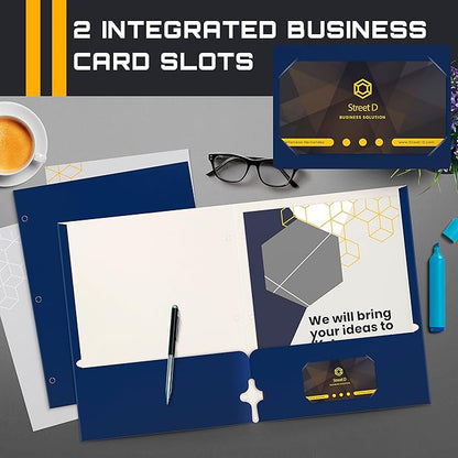 Better Office Products Two Pocket Portfolio Folders, 50-Pack, Blue, Letter Size Paper Folders, 50 Pieces, Blue