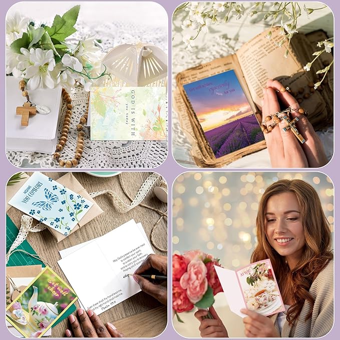 36 Sets Christian Get Well Soon Cards with Scripture Assorted Religious Bible Verse Wishing You Well Greeting Cards with Envelope(Floral Design)