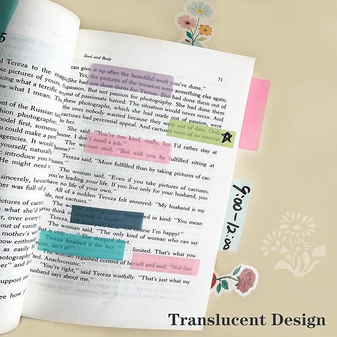 ELII 500 PCS Book Tabs 2 Inch Sticky Index Tabs, Colored Page Markers Repositionable Tags Reading Tabs Self Adhesive Tape Flags for Books, Binders, Notebook and File Folders