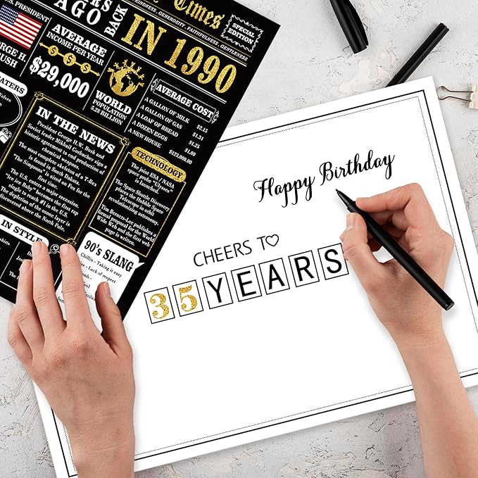 Jumbo 35th Birthday Card,Unique 35th Birthday Gifts for Him Her,Funny 35 Birthday Decorations for Women Men, Big 35 Years Old Birthday Card