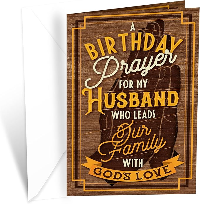 Prime Greetings Religious Birthday Card For Husband, Made in America, Eco-Friendly, Thick Card Stock with Premium Envelope 5in x 7.75in, Packaged in Protective Mailer