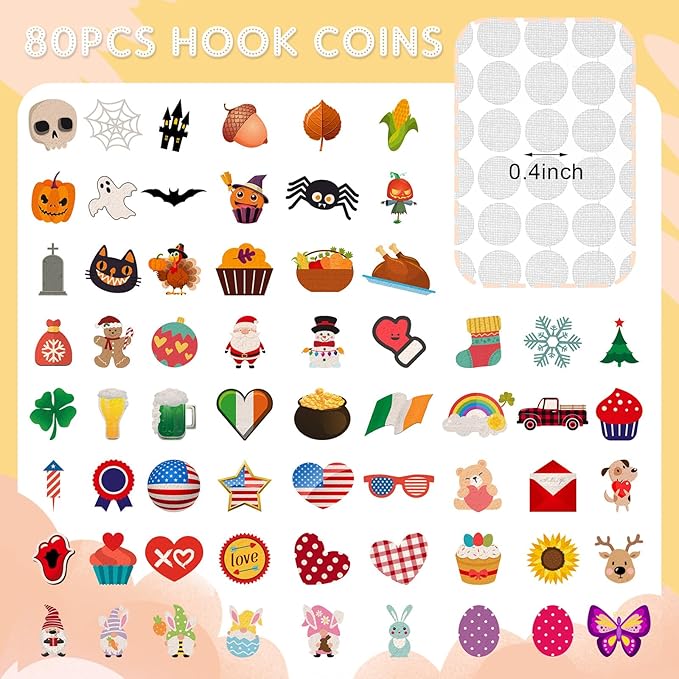 68 Pcs Holiday Seasonal Accessories Icons for Felt Letter Message Board Decorations Cute Symbols Changeable with Adhesive Dots for 4th July Patriotic Independence Day Decor, Board Not Included