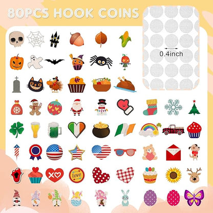 68 Pcs Holiday Seasonal Accessories Icons for Felt Letter Message Board Decorations Cute Symbols Changeable with Adhesive Dots for 4th July Patriotic Independence Day Decor, Board Not Included