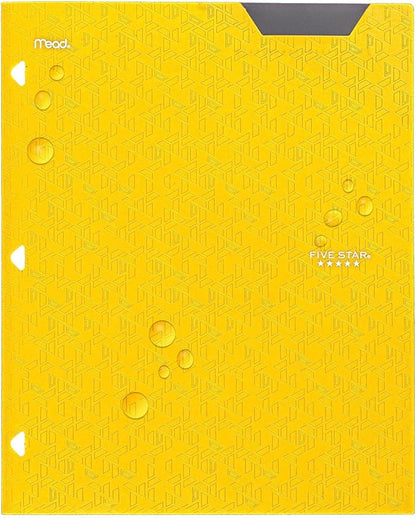Five Star 2-Pocket Folder, Plastic Folder with Stay-Put Tabs, Fits 3 Ring Binder, Holds 8-1/2" x 11" Paper, Yellow (333420K-ECM)