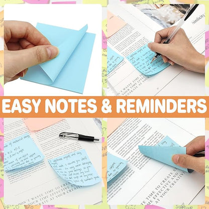 (9 Pack) Sticky Notes 3x3 Inches Colorful Sticky Notes，Super Sticking Power Bright Colors Self-Stick Pads，Easy to Post for School Supplies and Office Products，56 Sheets/Pad,504Sheets