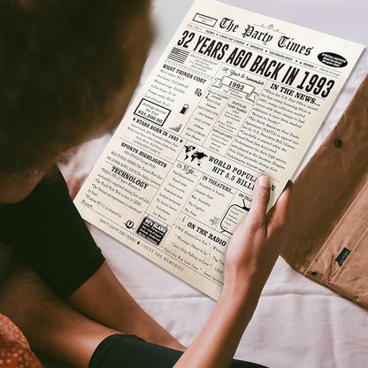 Vintage 32nd Birthday Gifts for Women Men, Happy 32nd Birthday Card for Son Daughter, Big 32 Year Old Birthday Card for Wife Husband