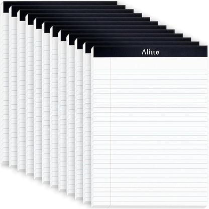 Legal Notepads 8.5 x 11, Pack of 12 - Perforated Wide Ruled Writing Pad - Premium Thick Paper, No Ink Bleeding - Blank Legal Pads For Home, Office, School, Business - 50 Sheets Per Notebook
