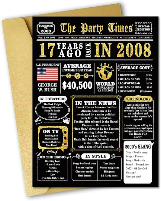 Jumbo 17th Birthday Card, Happy 17th Birthday Gifts for Him Her, Funny 17th Birthday Decorations for Boys Girls, 17 Year Old Birthday Gifts for Son Daughter