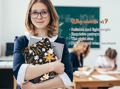 Book Sleeve Book Covers Book Protector Floral Printed with Zipper Washable Fabric for Teen Adult Book Lover Teacher Student(Medium,11 X 8.7 Inch)…