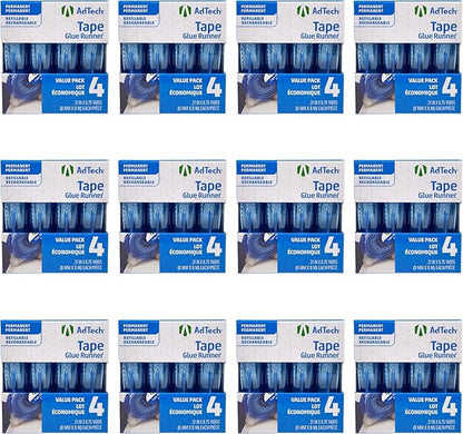 AdTech Glue Runner For Scrapbooking Supplies, case pack, Clear 4 Count (Pack of 12) cartridges,05603-CASE