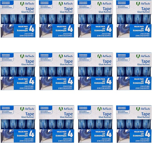 AdTech Glue Runner For Scrapbooking Supplies, case pack, Clear 4 Count (Pack of 12) cartridges,05603-CASE