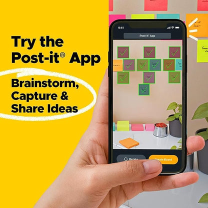 Post-it Super Sticky Notes, 2x2 in, 10 Pads, 2x the Sticking Power, Canary Yellow, Recyclable (622-10SSCY) (Pack of 2)