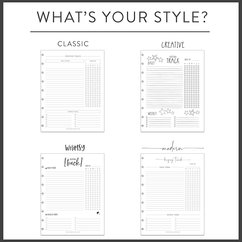 BetterNote Horizontal Undated Calendar Refill Pages for Disc Notebook, fits The Happy Planner, Discbound Levenger Circa, Staples Arc, TUL (Classic- 6 months, 8-Disc, 5.5"x8.5")