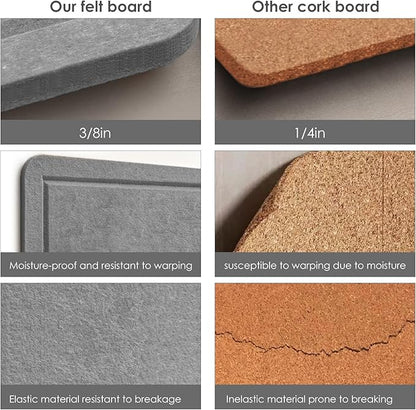 Large Bulletin Board - 60 x 36 Inches, Decorative Felt Pin Board for Wall - 5' x 3' Foldable Photo Display Board with Self-Adhesive Tape, Includes 20 Push Pins - Gray