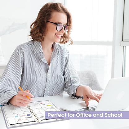 2026 Planner, Weekly and Monthly Calendar Planner, January 2026 - December 2026, Hardcover 2026 Calendar Planner Book with Tabs For Women & Men, Inner Pocket, Spiral Bound, Perfect for Office Home School Supplies - A5 (6.3" x 8.5"), Purple