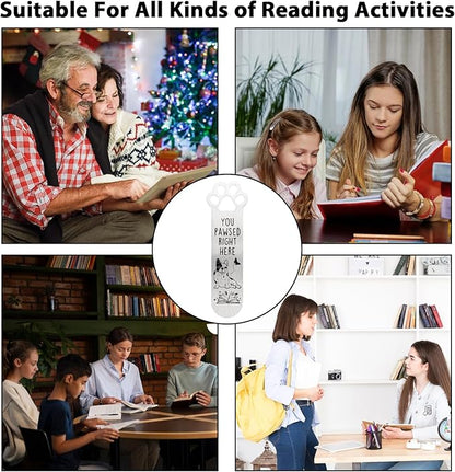 Metal Bookmarks for Reading Women Funny Bookmarks for Book Lovers Gifts Cute Bookmarks for Dog Lovers (MetalSilverDogPaw)